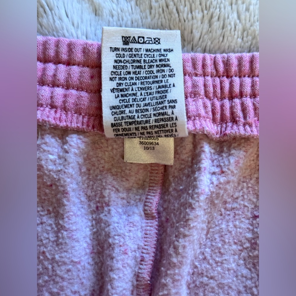 VS PINK VINTAGE 2013 Y2K SKINNY JOGGER SWEATPANTS SPECKLED PINK SCRIPT LOGO HTF - Picture 8 of 8